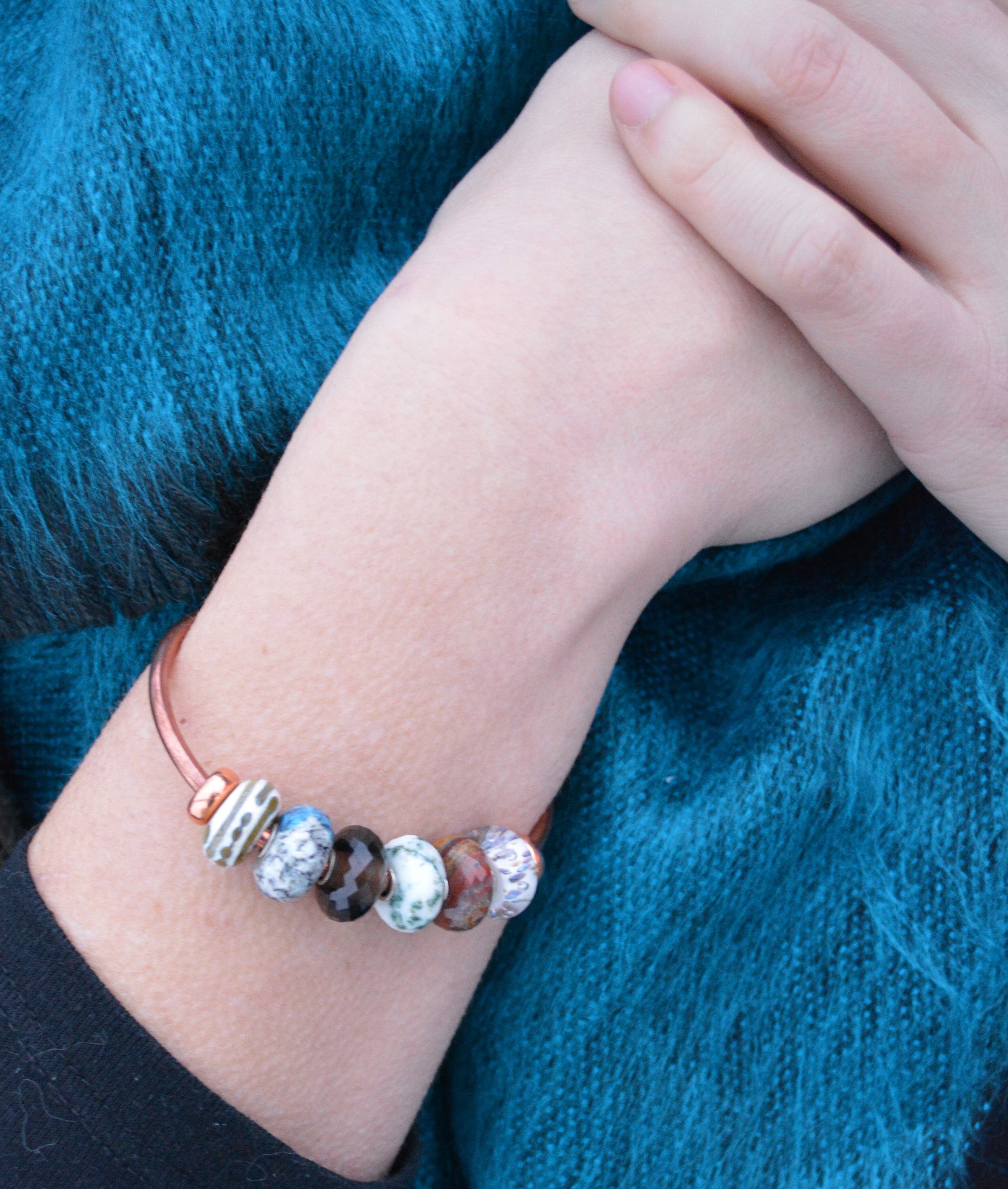 Neutral Trollbeads Copper Bangle Styled by Trollbeads Akron