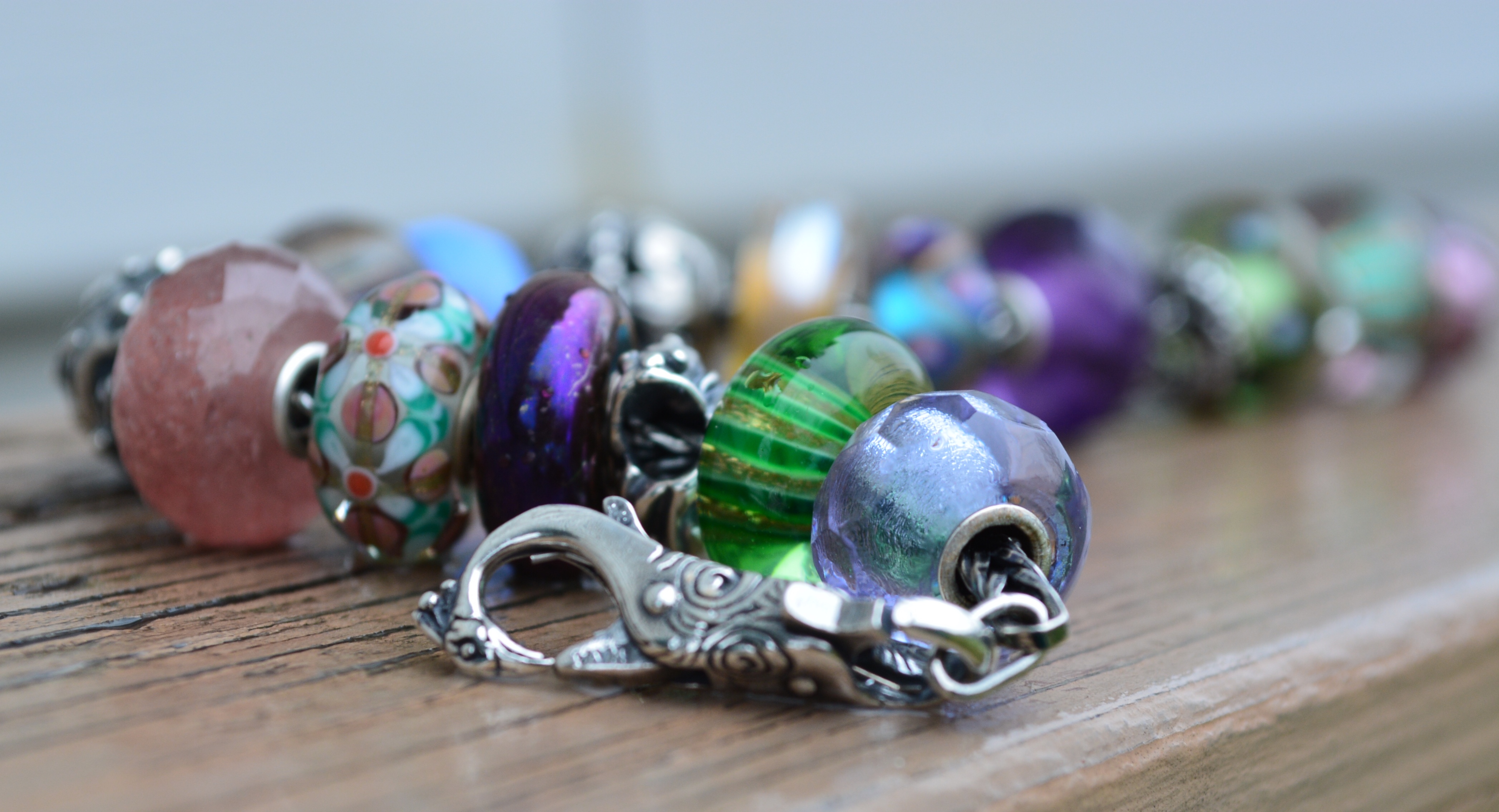 A silver Trollbeads bracelet with a selection of new and favorite beads 