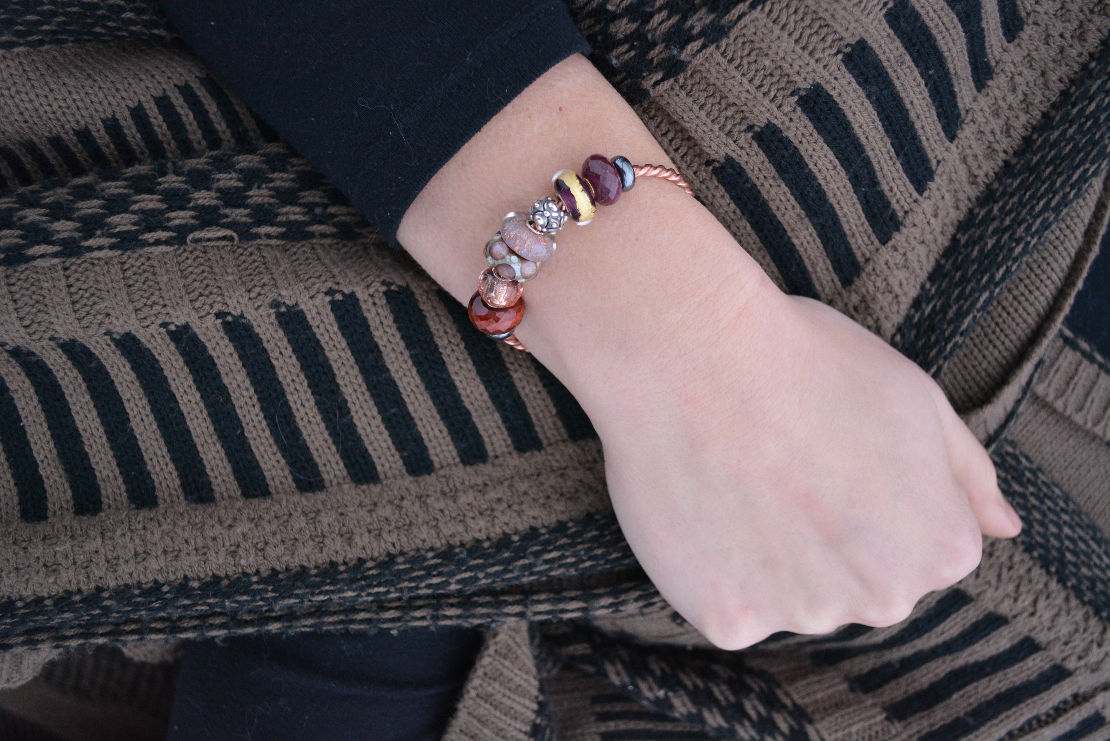 Neutral Copper Trollbeads Bangle styled by Trollbeads Akron