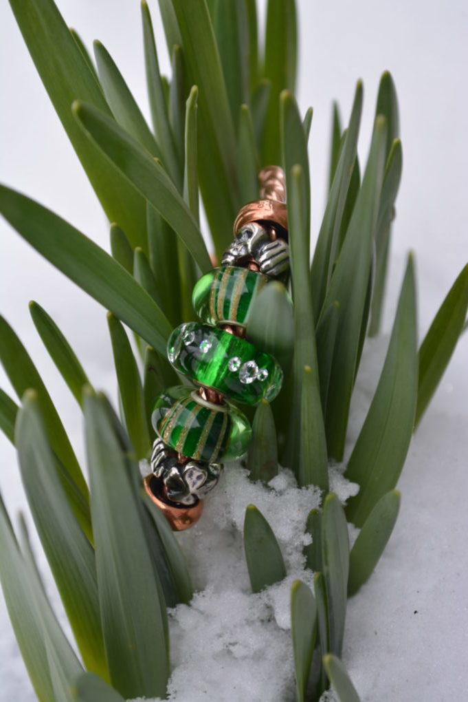 Saint Patrick Greens and Copper Trollbeads Bangle| Trollbeadsakron.com