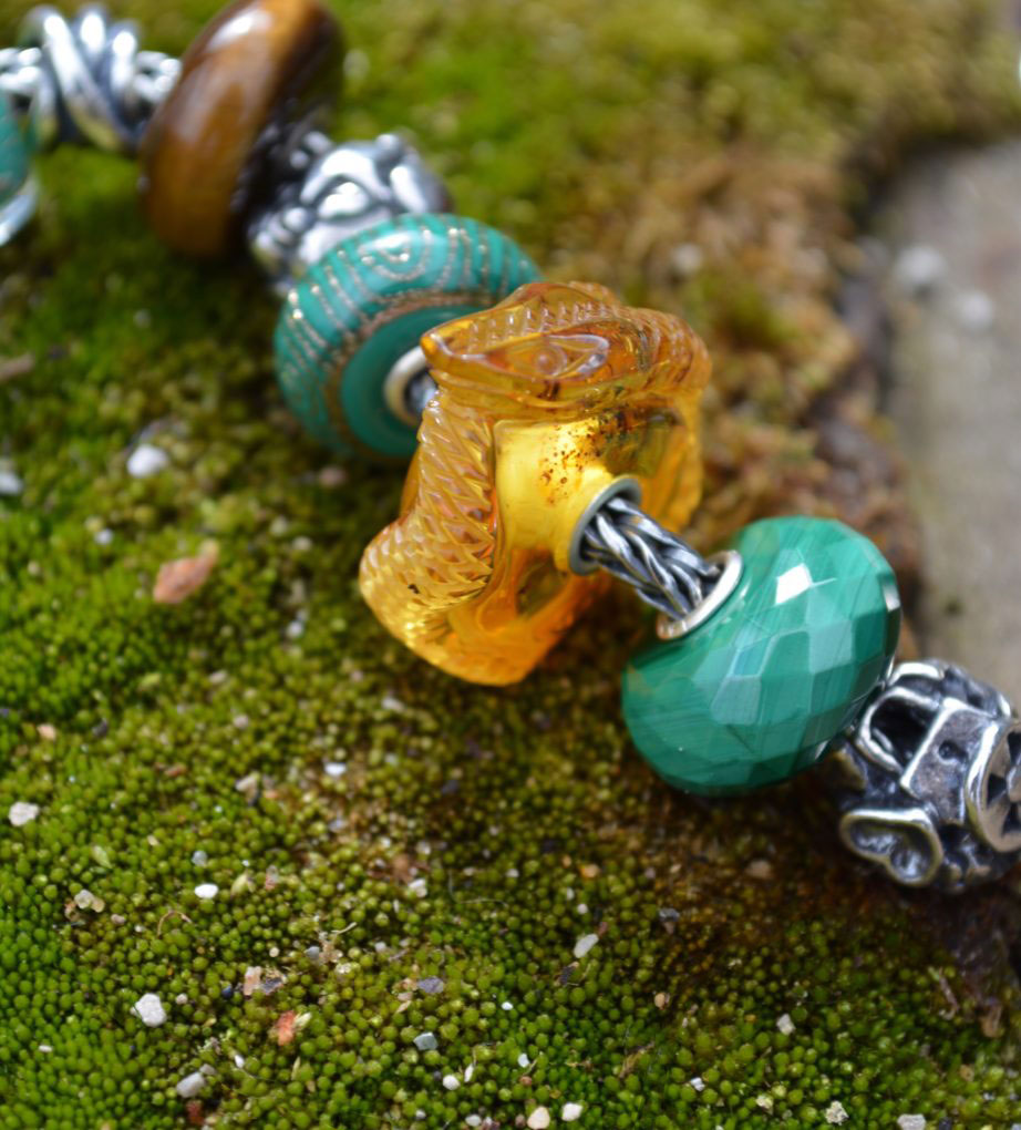 A green and amber Trollbeads bracelet to commemorate St. Patrick’s Day