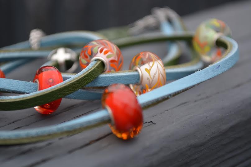 Feeling the love with the Trollbeads leather bracelet and Valentine beads!